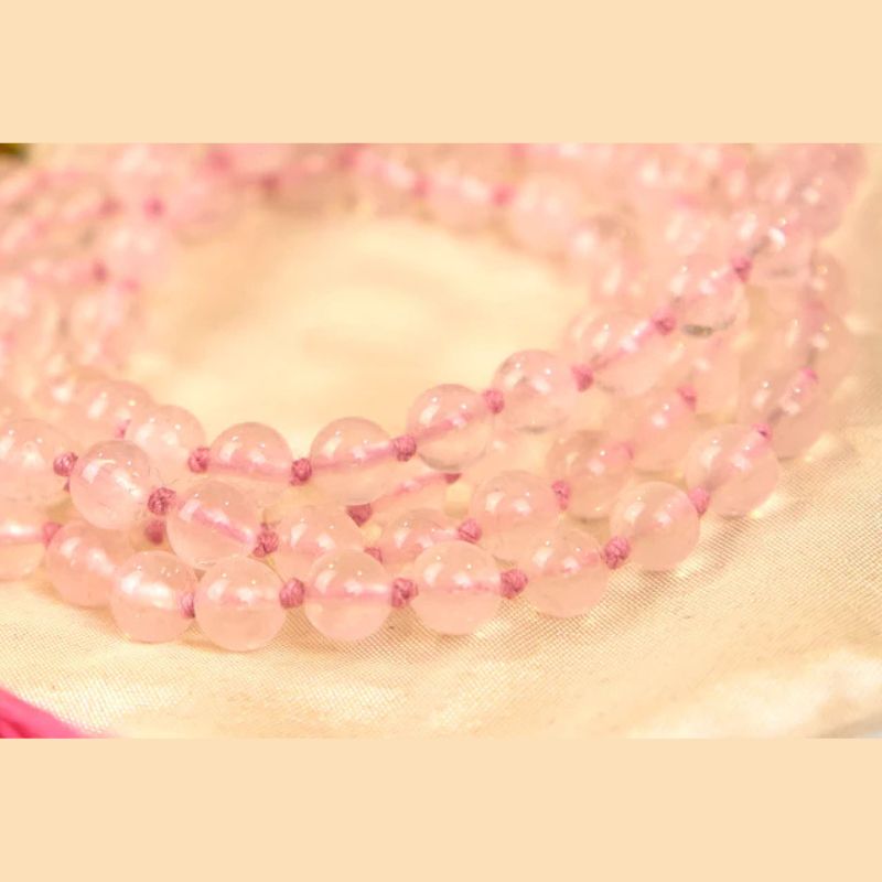 Mala de cuarzo rosa